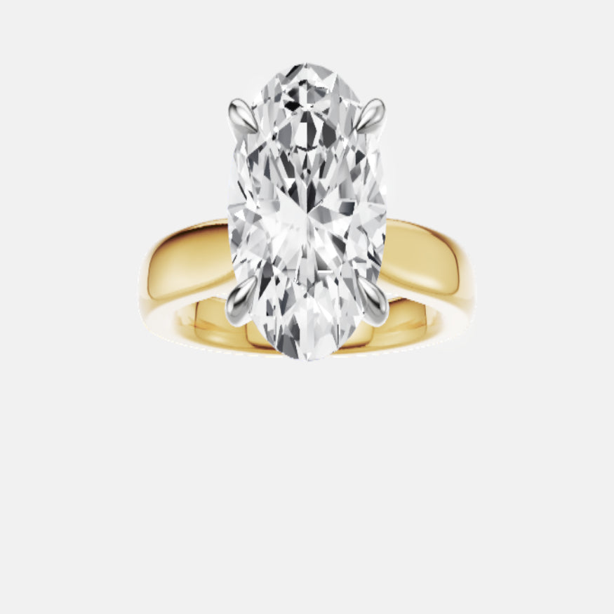 18ct EF VS laboratory grown diamond plain ring with a oval cut diamond in a classic claw setting