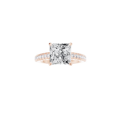 14ct EF VS laboratory grown diamond split claw setting ring with a  princess  diamond in a classic claw setting
