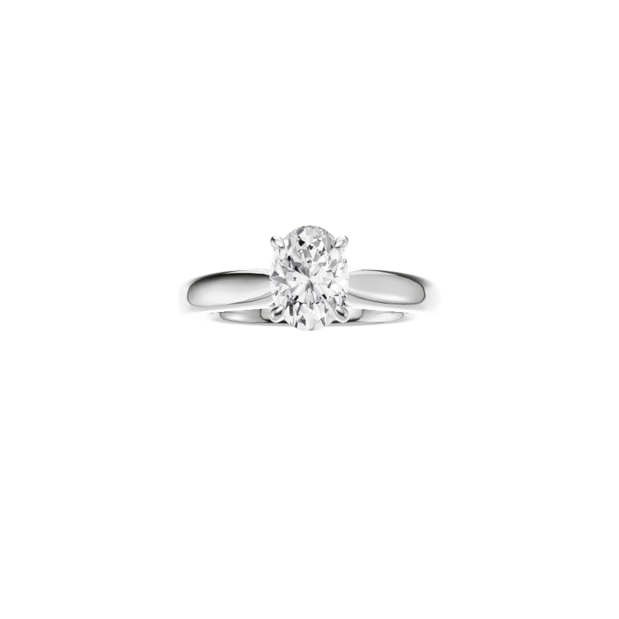 18ct EF VS laboratory grown diamond plain ring with a oval cut diamond in a classic claw setting