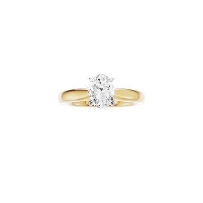 14ct EF VS laboratory grown diamond plain ring with a oval cut diamond in a classic claw setting