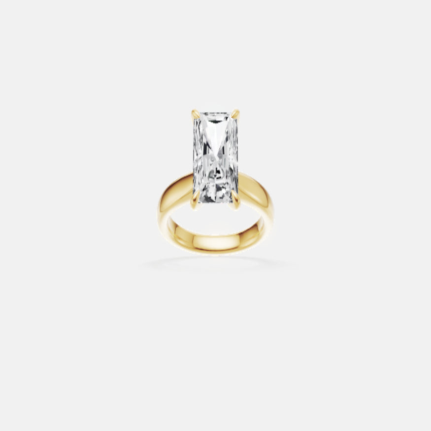 18ct EF VS laboratory grown diamond plain ring with a radiant cut diamond in a classic claw setting