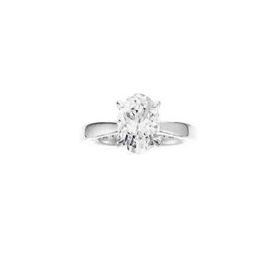 18ct EF VS laboratory grown diamond diamond accent ring with a oval cut diamond in a classic claw setting