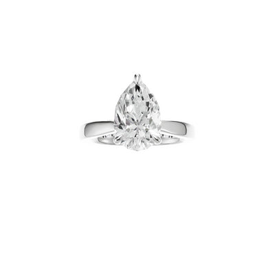 18ct EF VS laboratory grown diamond diamond accent ring with a pear cut diamond in a classic claw setting