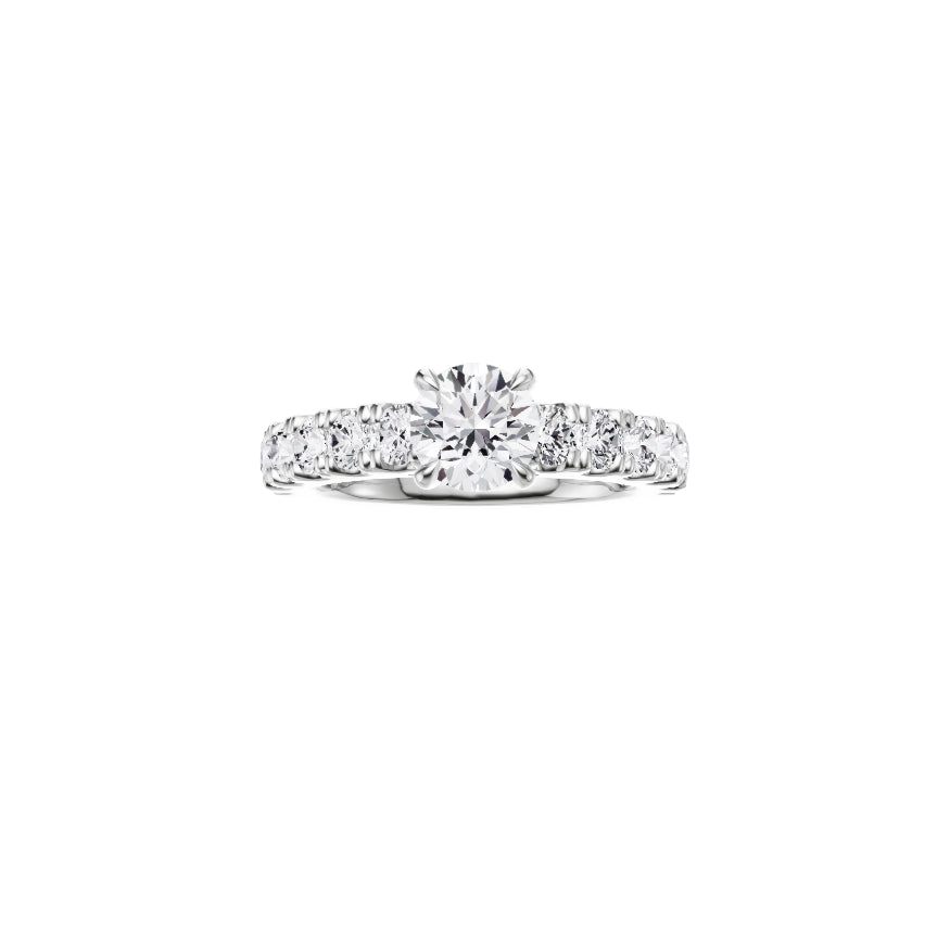 14ct EF VS laboratory grown diamond u claw setting ring with a round brilliant diamond in a classic claw setting