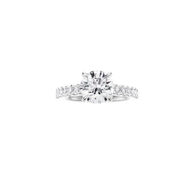 18ct EF VS laboratory grown diamond split claw setting ring with a round brilliant diamond in a classic claw setting