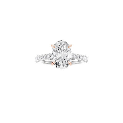 18ct EF VS laboratory grown diamond split claw setting ring with a oval cut diamond in a classic claw setting