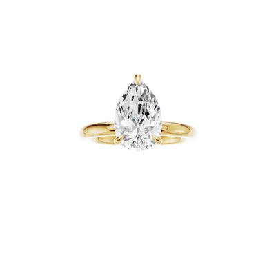 18ct EF VS laboratory grown diamond classic d ring with a pear cut diamond in a classic claw setting